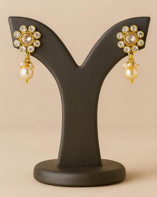 Royal Heritage Kundan Necklace Set with Pearl Drops – Traditional Gold Plated Jewelry