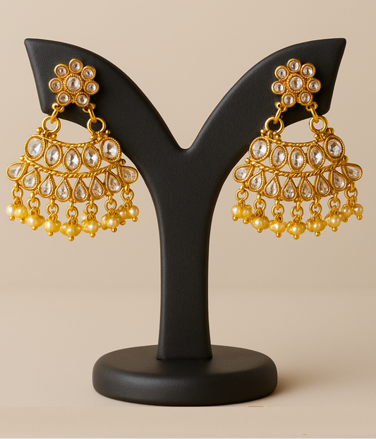 Royal Kundan Choker Necklace & Earrings Set – Traditional Gold Plated Jewelry with Pearls