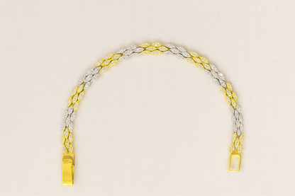 Golden Elegance Two-Tone Infinity Link Diamond Bracelet – Luxury Round-Cut Design