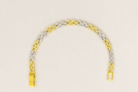 Golden Elegance Two-Tone Infinity Link Diamond Bracelet – Luxury Round-Cut Design