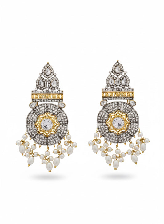 Turkish-Inspired Pearl & Crystal Statement Jewelry Set - Choker, Earrings & Headpiece