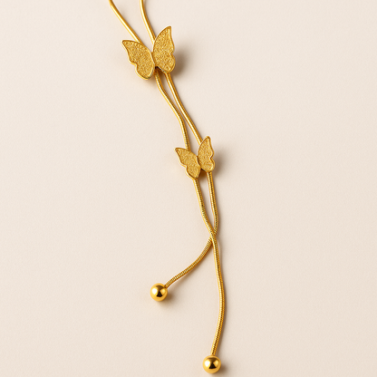 Gold-Plated Butterfly Pendant Necklace – Adjustable Chain, Minimalist Elegant Jewelry