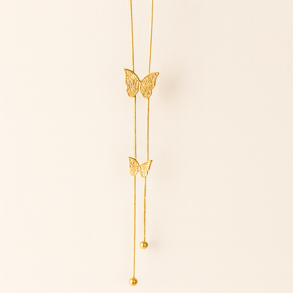 Gold-Plated Butterfly Pendant Necklace – Adjustable Chain, Minimalist Elegant Jewelry