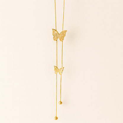 Gold-Plated Butterfly Pendant Necklace – Adjustable Chain, Minimalist Elegant Jewelry