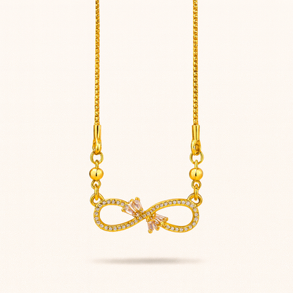 Sterling Silver Infinity Necklace with Red Accents – Dainty CZ Pendant, Adjustable Chain