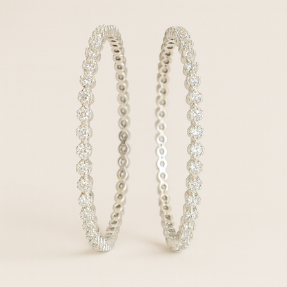 Sterling Silver Crystal-Studded Bangles – Round Zirconia Stone Set