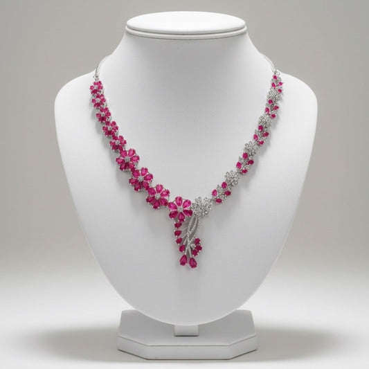 Elegant Stone & CZ Diamond Artificial Jewelry Set – Necklace, Earrings & Maang Tikka