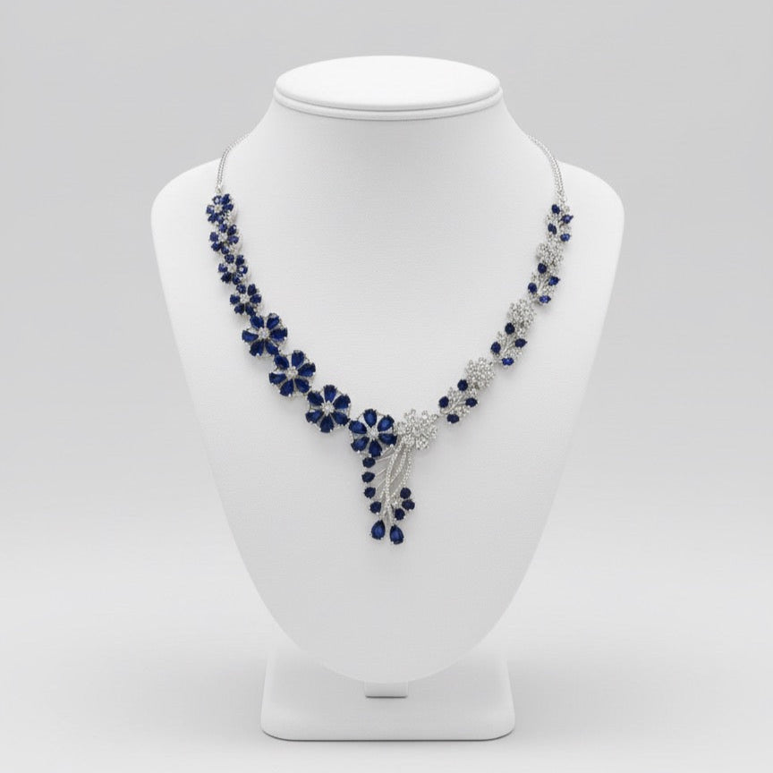 Elegant Stone & CZ Diamond Artificial Jewelry Set – Necklace, Earrings & Maang Tikka