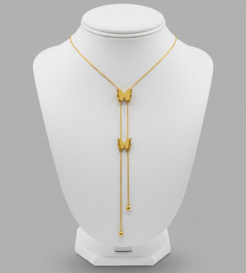 Gold-Plated Butterfly Pendant Necklace – Adjustable Chain, Minimalist Elegant Jewelry