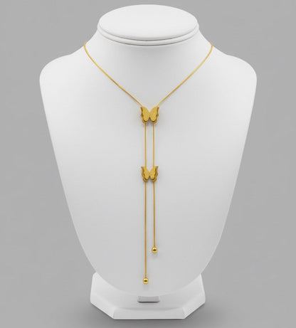 Gold-Plated Butterfly Pendant Necklace – Adjustable Chain, Minimalist Elegant Jewelry