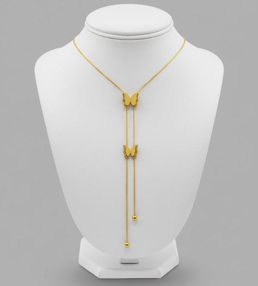 Gold-Plated Butterfly Pendant Necklace – Adjustable Chain, Minimalist Elegant Jewelry