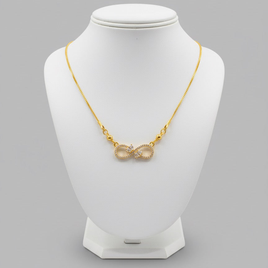 Sterling Silver Infinity Necklace with Red Accents – Dainty CZ Pendant, Adjustable Chain