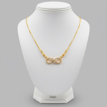 Sterling Silver Infinity Necklace with Red Accents – Dainty CZ Pendant, Adjustable Chain