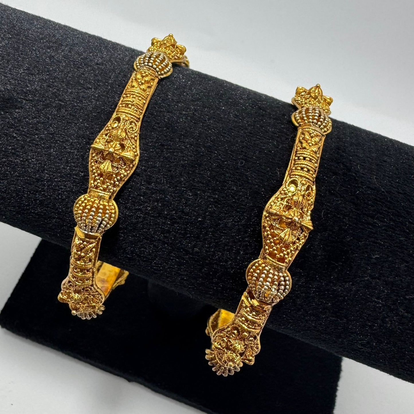 Traditional 22K Gold-Look Plated Meenakari Kada  Set -Set of 2 (1 pair) (size 2.8)