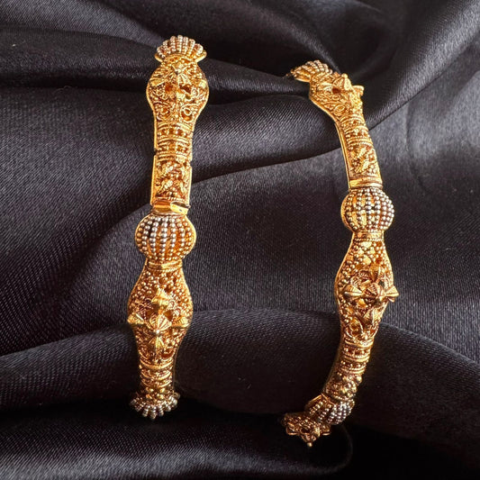 Traditional 22K Gold-Look Plated Meenakari Kada  Set -Set of 2 (1 pair) (size 2.8)