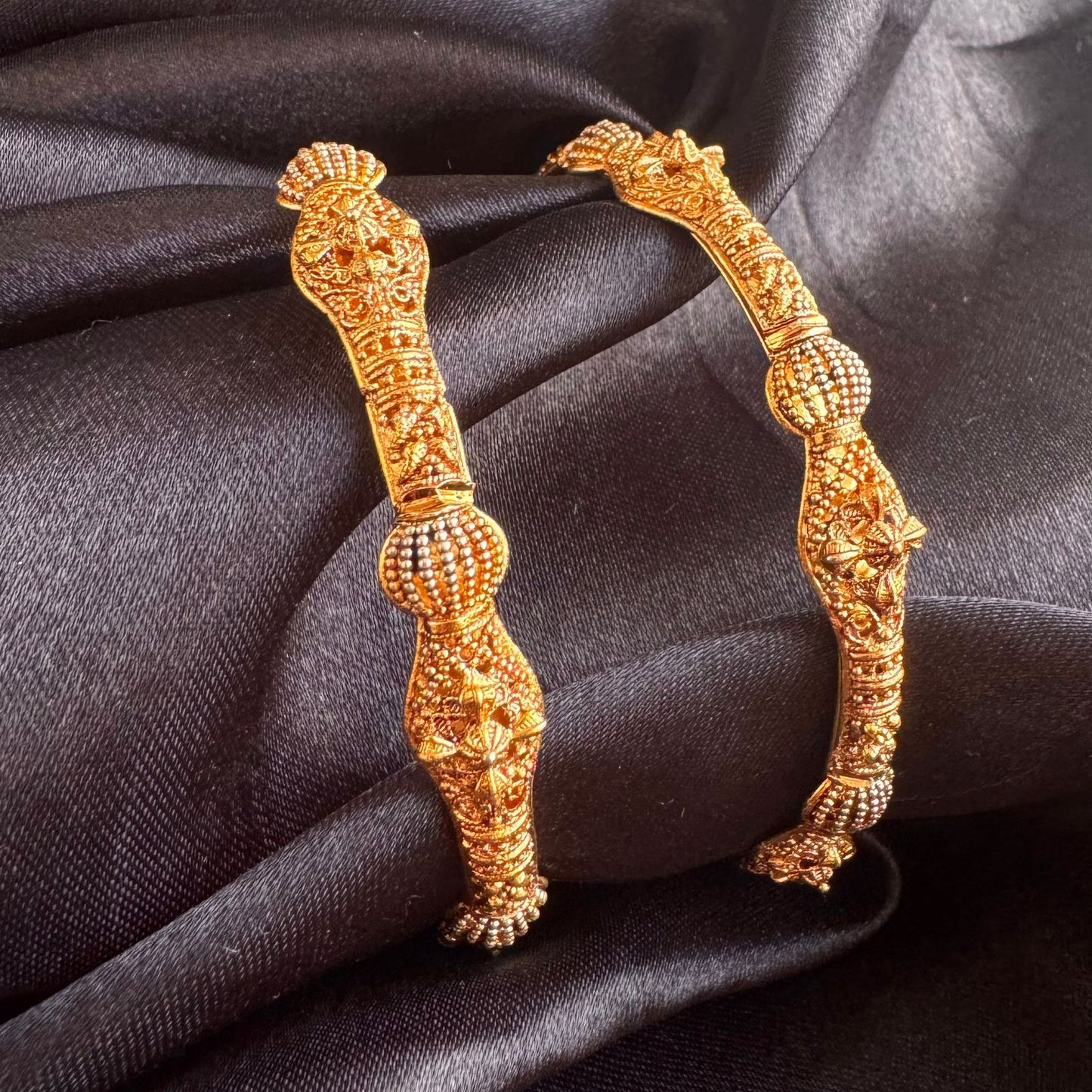 Traditional 22K Gold-Look Plated Meenakari Kada  Set -Set of 2 (1 pair) (size 2.8)