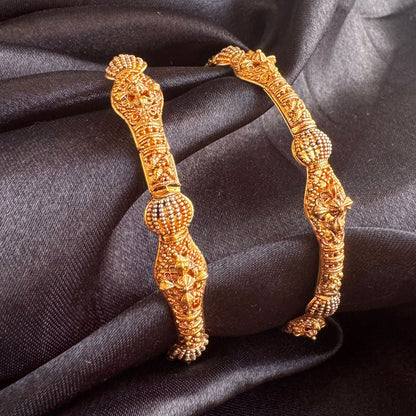 Traditional 22K Gold-Look Plated Meenakari Kada  Set -Set of 2 (1 pair) (size 2.8)