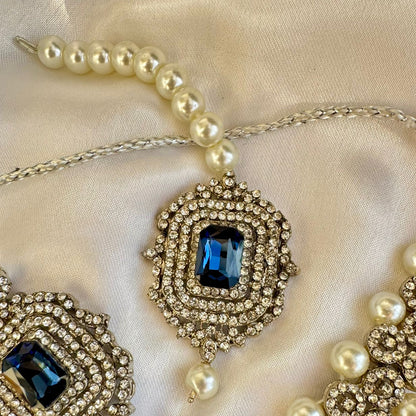 Antique Silver Finish Polki Style with Pearls Choker Necklace Set