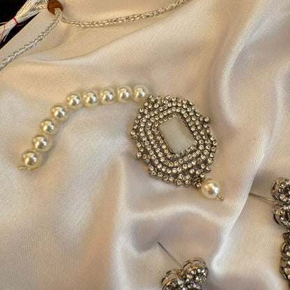 Antique Silver Finish Polki Style with Pearls Choker Necklace Set